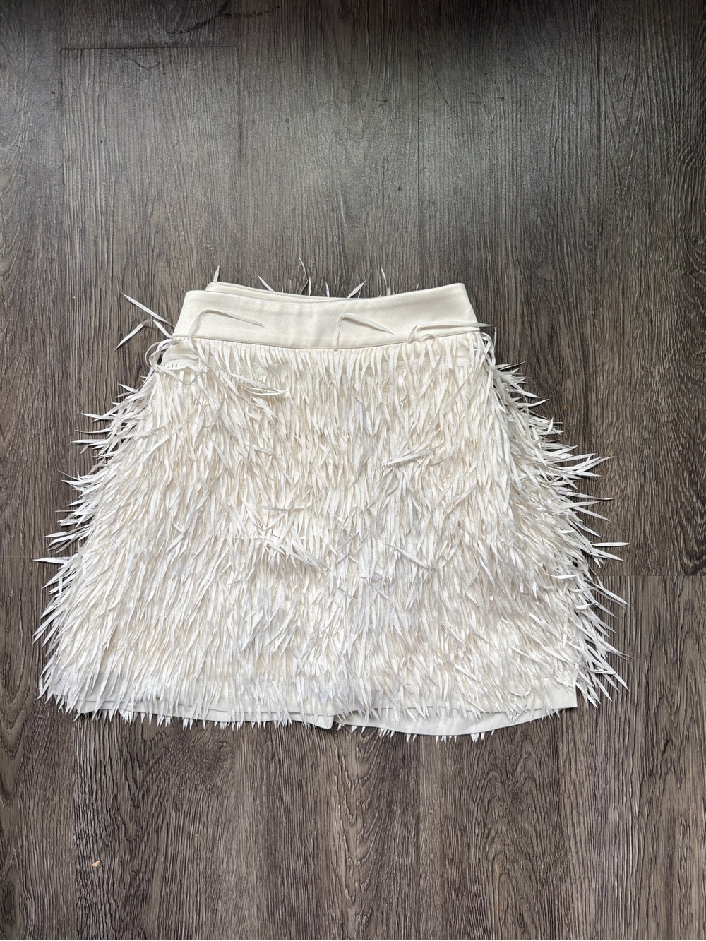 White Feather Mini Skirt with Fringe | Festival